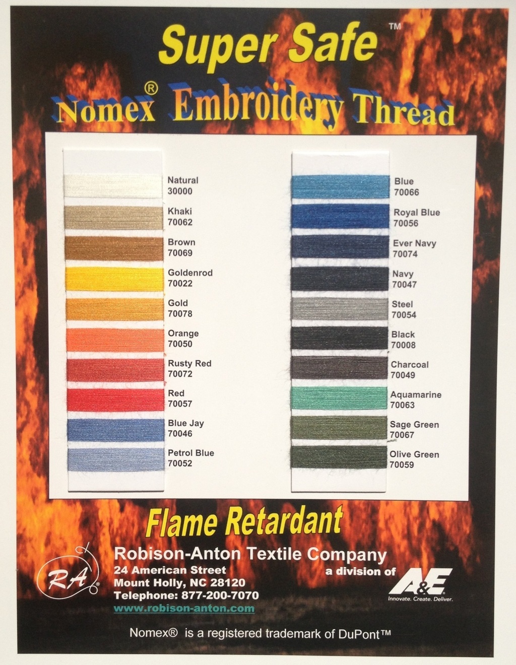 Super Safe Nomex Color Chart